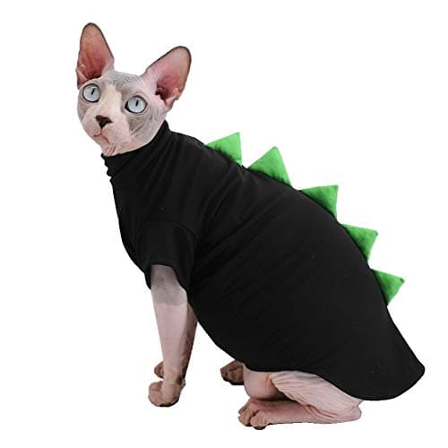 Dinosaur Design Cotton T-Shirt for Sphynx & Hairless Cats