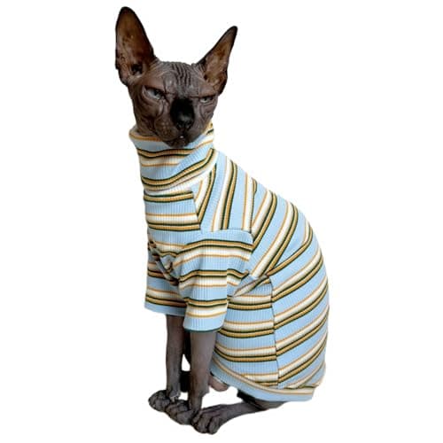 Vintage Stripe Turtleneck Cat Shirt for Sphynx & Hairless Cats