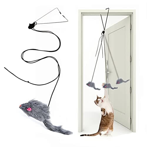 Interactive Hanging Cat Teaser Toy with Elastic Rope & Plush Mice
