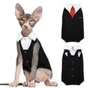 Premium Cat Tuxedo Suit - Formal Attire for Sphynx & Hairless Cats thumbnail