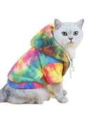 QWINEE Tie Dye Cat Hoodie - Warm Winter Coat for Cats & Small Dogs thumbnail