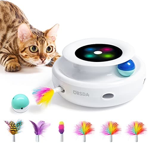 2-in-1 Interactive Cat Toy with Auto Timer & Feather Attachments