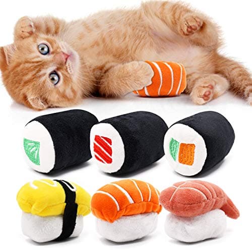 Sushi Cat Toys with Organic Catnip - 6 Pack Plush Set