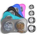 No-Spill Stainless Steel Cat Bowl Set with Silicone Mat thumbnail