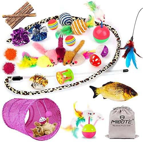 Complete 28-Piece Interactive Cat Toy Set with Tunnel & Wands