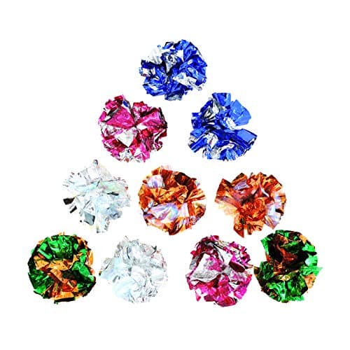 Crinkle Balls for Cats - 10 Pack Lightweight Mylar Chase Toys