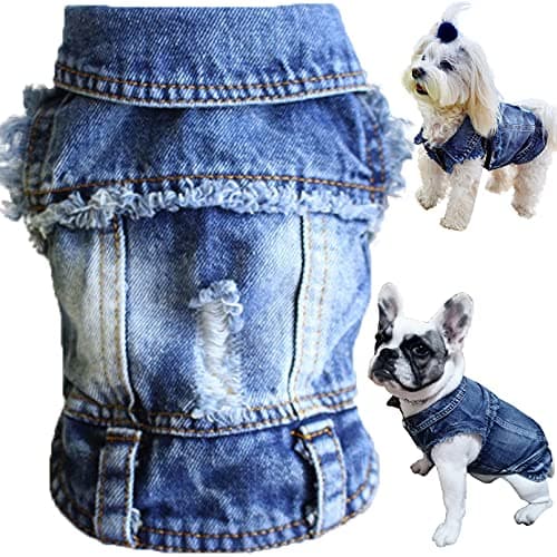 Classic Blue Denim Dog Jacket - Stylish Vest for Small & Medium Dogs