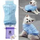 Cable Knit Turtleneck Sweater for Cats & Small Dogs - Blue thumbnail