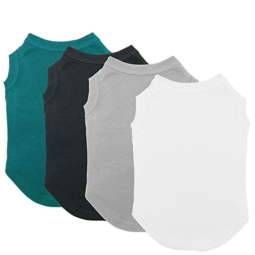 Chol&Vivi Plain Dog T-Shirts - Soft Cotton Basics, 4-Pack